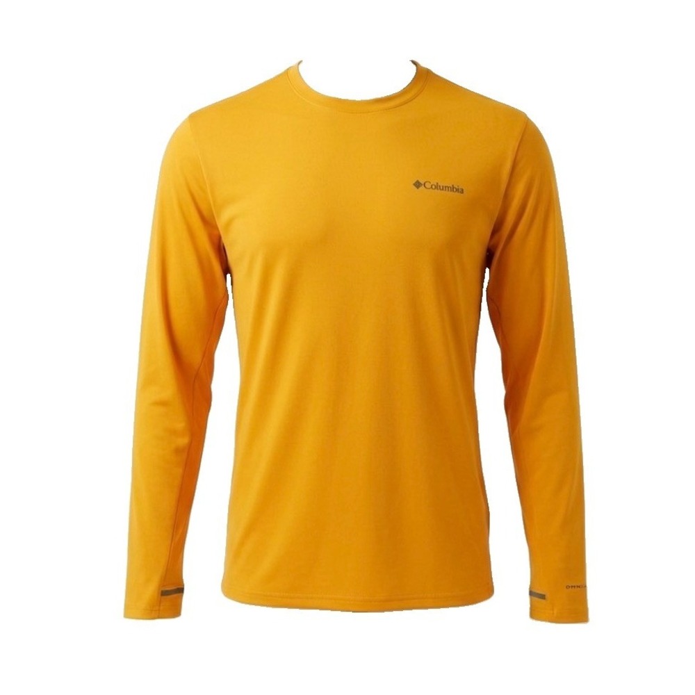 NWT Columbia Mens Tech‎ Trail Long Sleeve Crew II Shirt XL 756 Warm Gold UPF 50